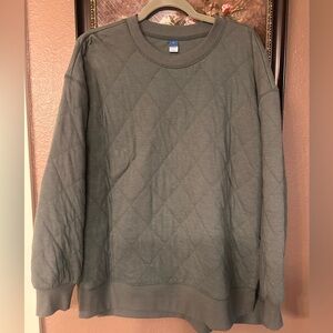 Old Navy Women's Quilted Green Crewneck Sweater